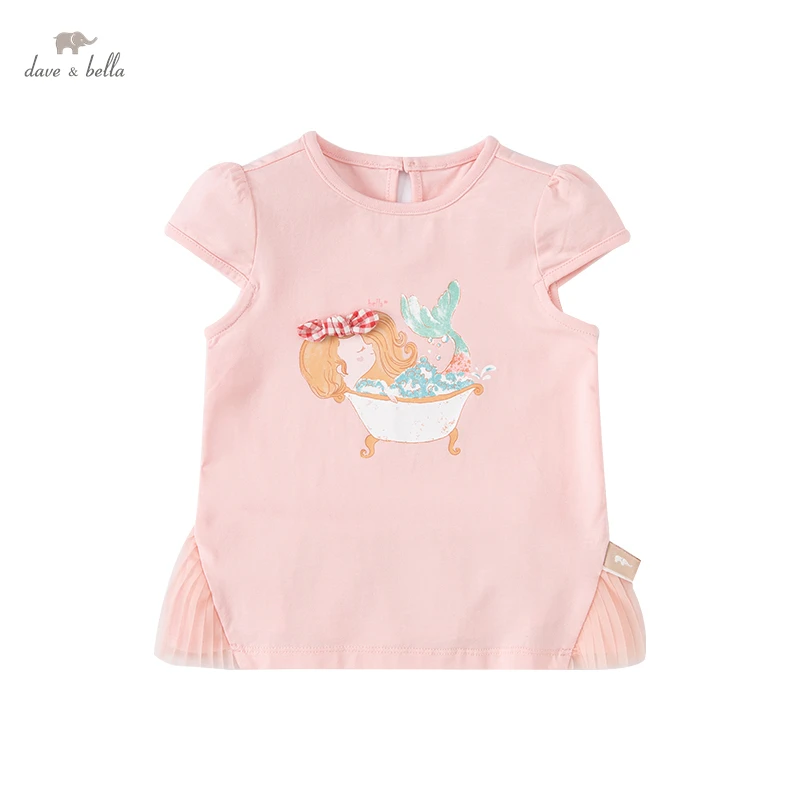 

Dave Bella Baby Girls T shirt Summer Pink Cute Printed Fashion Design Causal Vest T-shirts for Teens Girl DB2221874