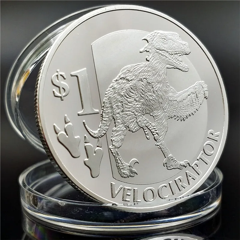 

A Variety of Spot Silver and gold Tyrannosaurus Rex Dinosaur Commemorative Coins Medallion Crafts Animal Coins Collection