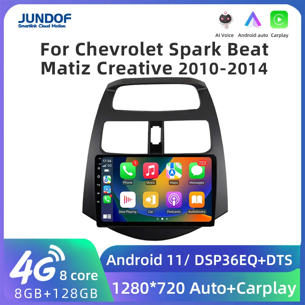 Автомобильный радиоприемник Jundof Android11.0 IPS для Chevrolet Spark Beat Matiz Creative 2010-2014 навигация