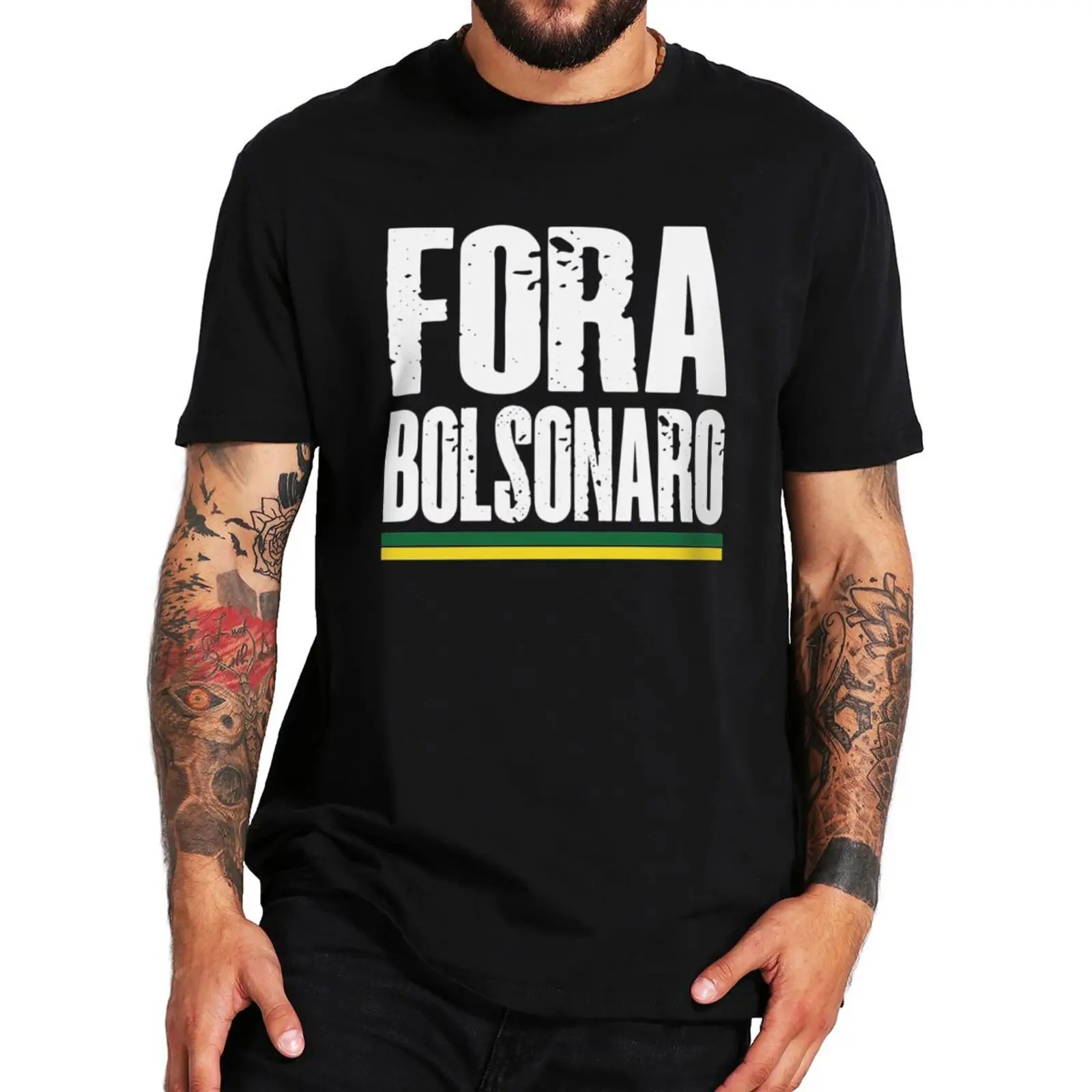 

Fora Bolsonaro President Brazil T-Shirt Funny Anti Bolsonaro Design Short Sleeve Casual Summer 100% Cotton Basic T Shirt EU Size