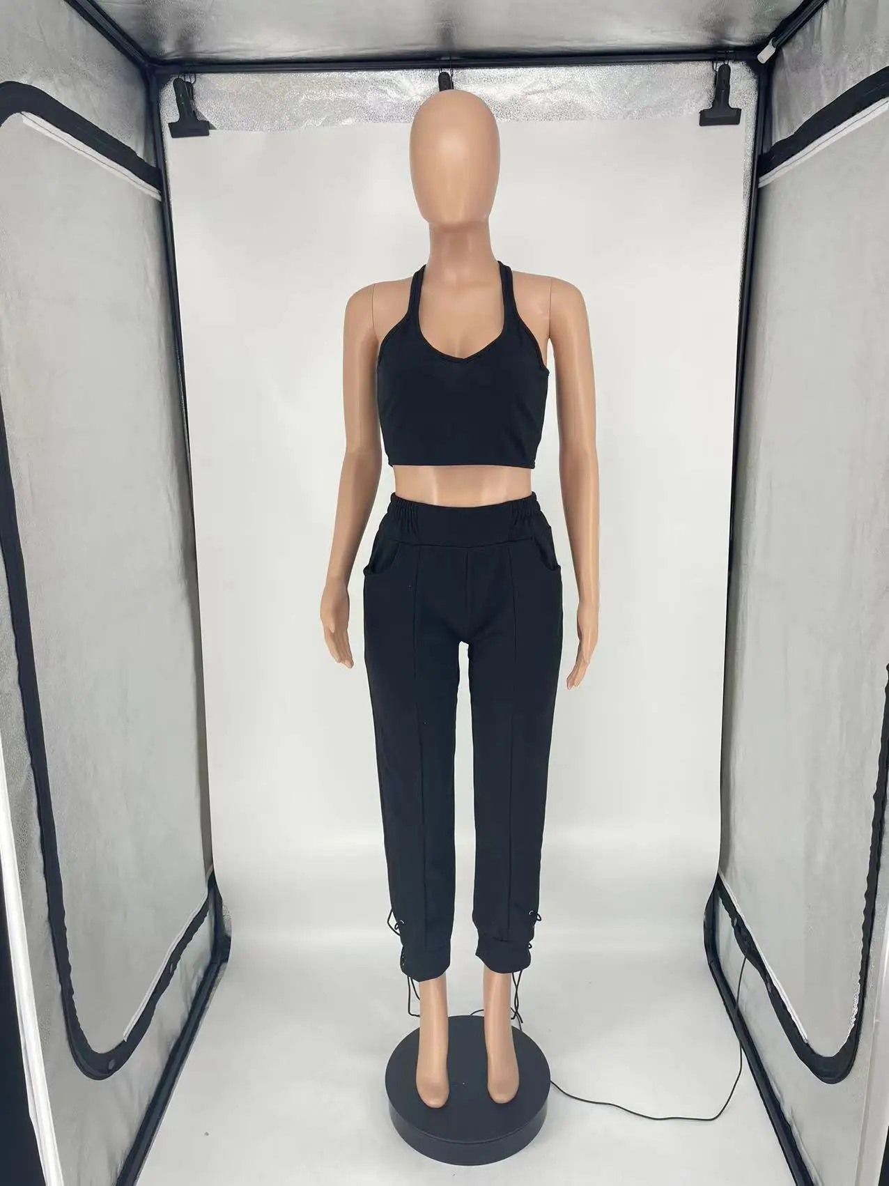 Plus Size 2 Piece Set Women Women's Clothing Set 2 Pieces Solid Elastic Waist Square Collar Set of Two Fashion Pieces for Women