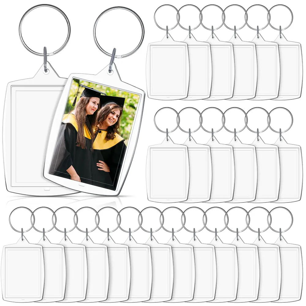 

1/5pcs Acrylic Keychain Blanks Bulk Graduation Photo Keychain Class of 2023 Snap-In Custom Insert Photo Acrylic Blank Keyring
