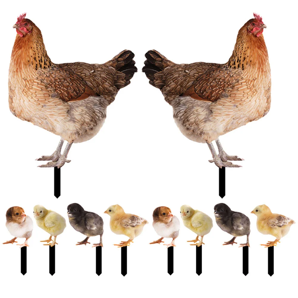 

Hen Chick Ground Plug Yard Sign Garden Chicken Outdoor Adornment Yards Decorative Lawn Stake