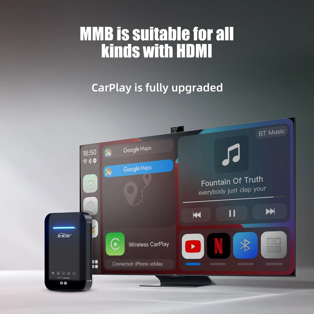 MMB Carplay 4 Гб + 64 беспроводной Apple AI BOX мультимедийный Android видео бокс 11 Youtube Netflix