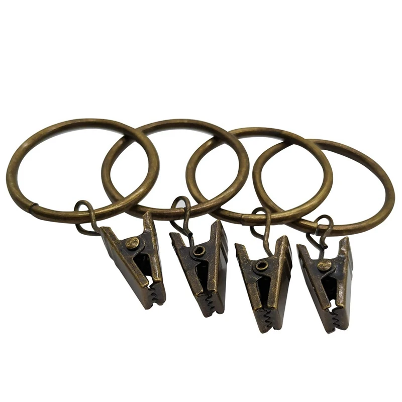 

108 Pack Rings Curtain Clips Strong Metal Decorative Drapery Curtain Ring With Clip 1.26 Inch Interior Diameter (Bronze)