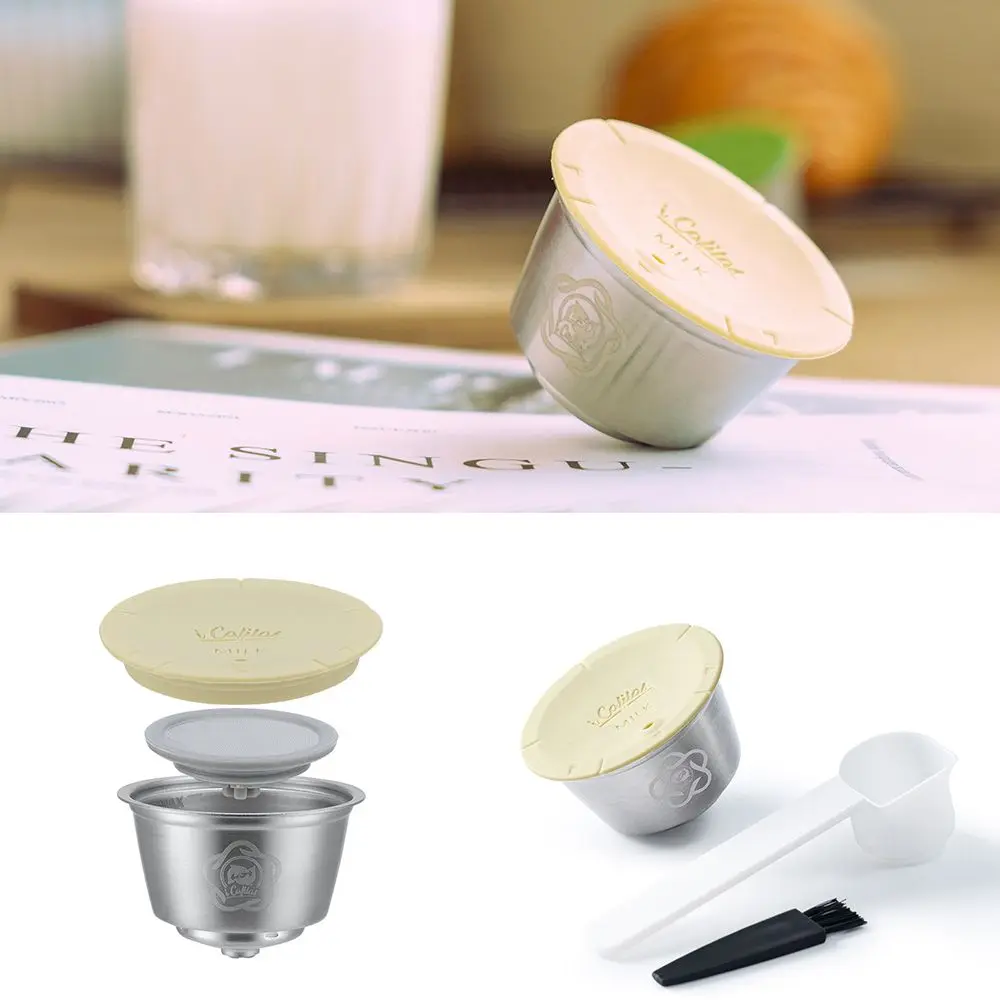 

Steel Espresso Coffee Spoon Brush Reusable Pods Milk Foam Capsules Coffee Capsule Refillable Capsule For Dolce Gusto