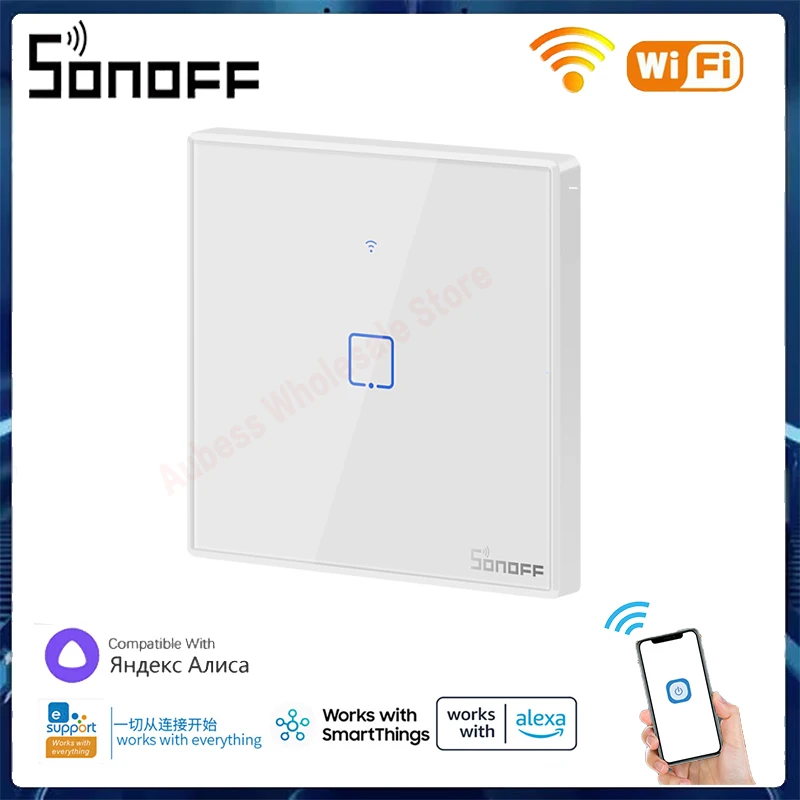 

SONOFF T2 1C-TX 1 Gangs WiFi Smart Switches Smart Home Wall Light Switch Ewelink APP Remoted Controlled Works With Alexa Google