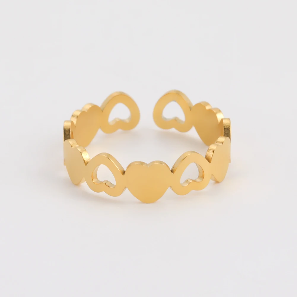 Teamer эстетическое Сердце Открытое кольцо для женщин золотой цвет богемы из
