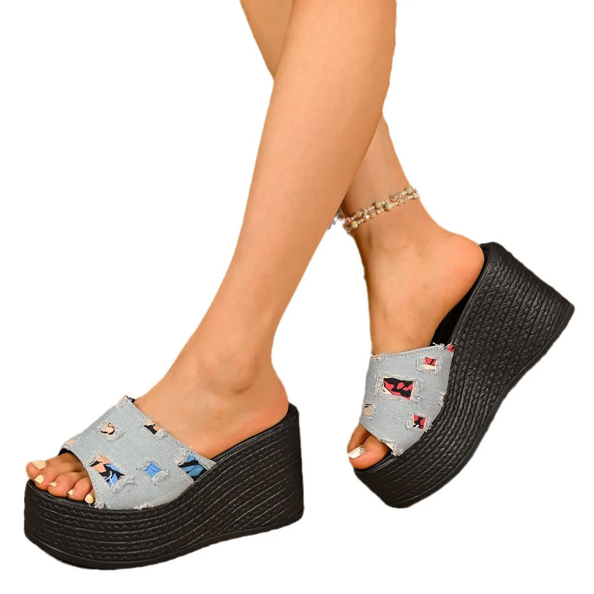 Обувь Тапочки Мягкие тапочки Женские большие размеры на танкетке Слайды Низкий