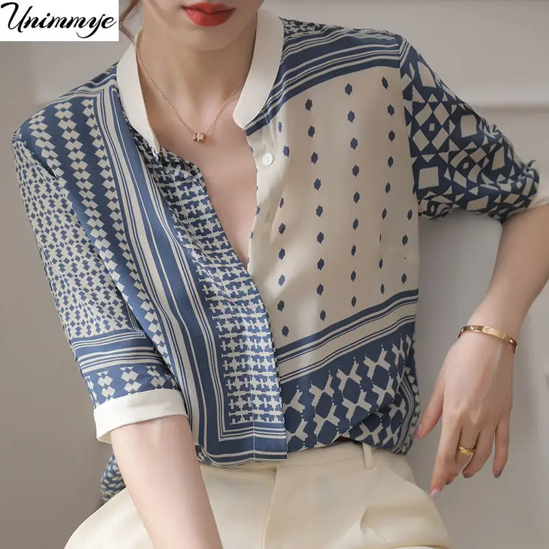 

Blusas Mujer De Moda 2023 Summer Print Chiffon Blouses Women Half Sleeve Shirts Korean Style Fashion Loose Blouse Tops J410