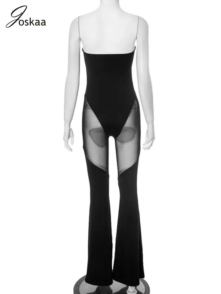Joskaa сексуальные прозрачные черные комбинезоны без бретелек женские сетчатые
