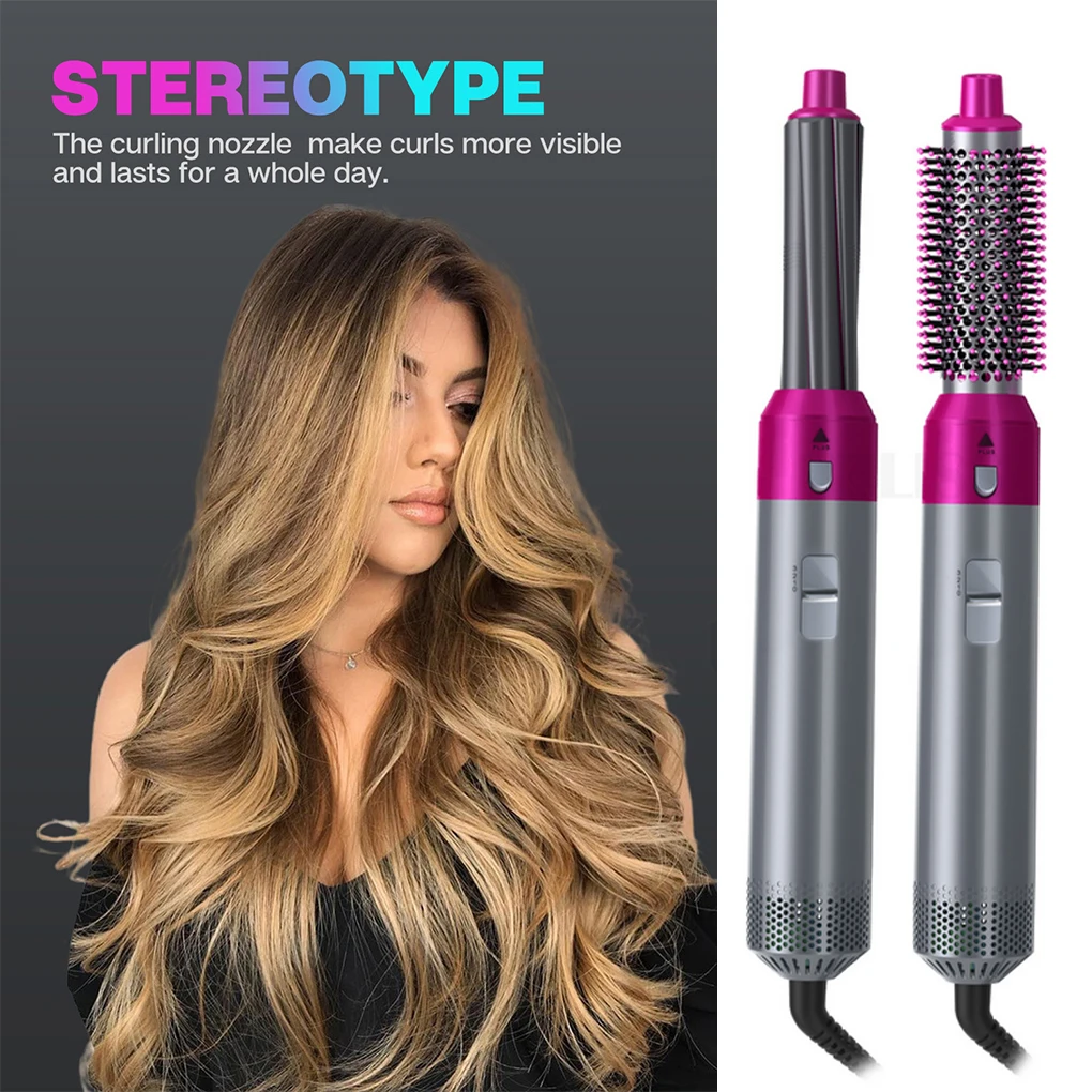 

Electric Hair Dryer 5 In 1 Hair Comb Negative Ion Straightener Brush Blow Dryer Air Wrap Curling Wand Detachable Brush Kit
