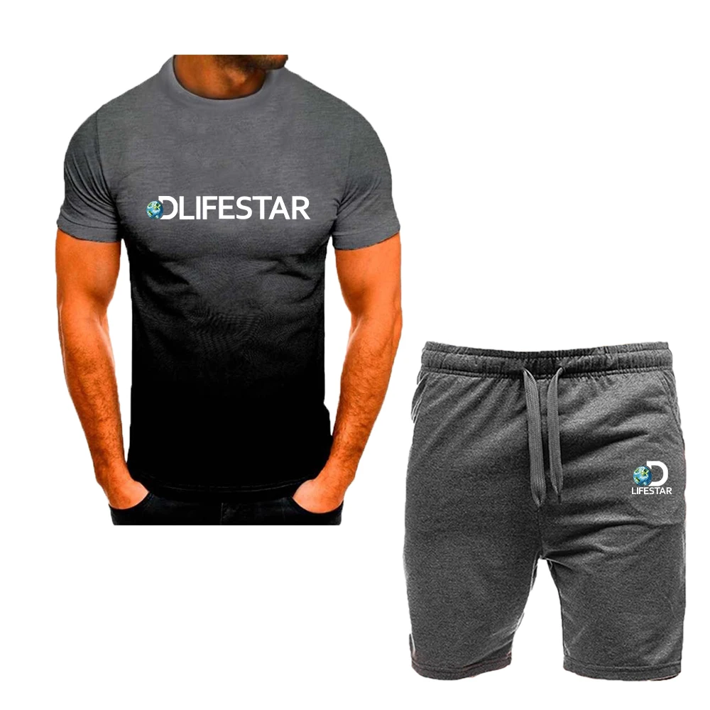 LIFESTAR Tracksuit Set 2023 Summer Sportswear Short-Sleeved T-Shirt+Sportswear Suit Men's Street Sportswear Men's 2-Piece Suit