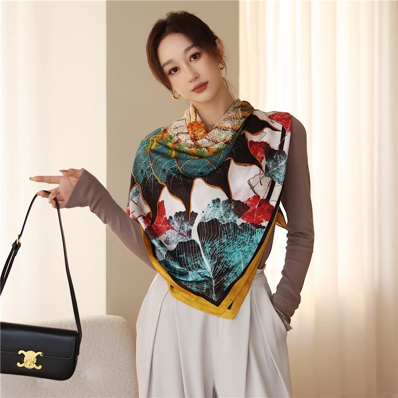 

Scarf Women Foulard Headbands 2022 Print Hijab Shawls Wraps Female Muslim Headscarves Luxury Silk Square Bufanda Bandana