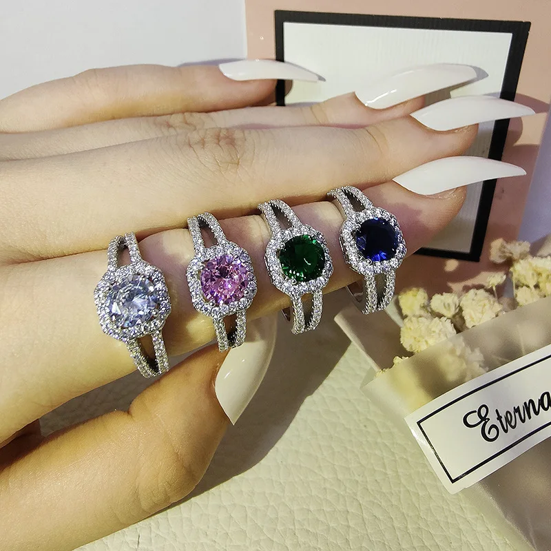 

Lovers Gemstones Ring 925 Sterling silver Engagement Wedding Band Rings for women Bridal Promise Party Jewelry Gift