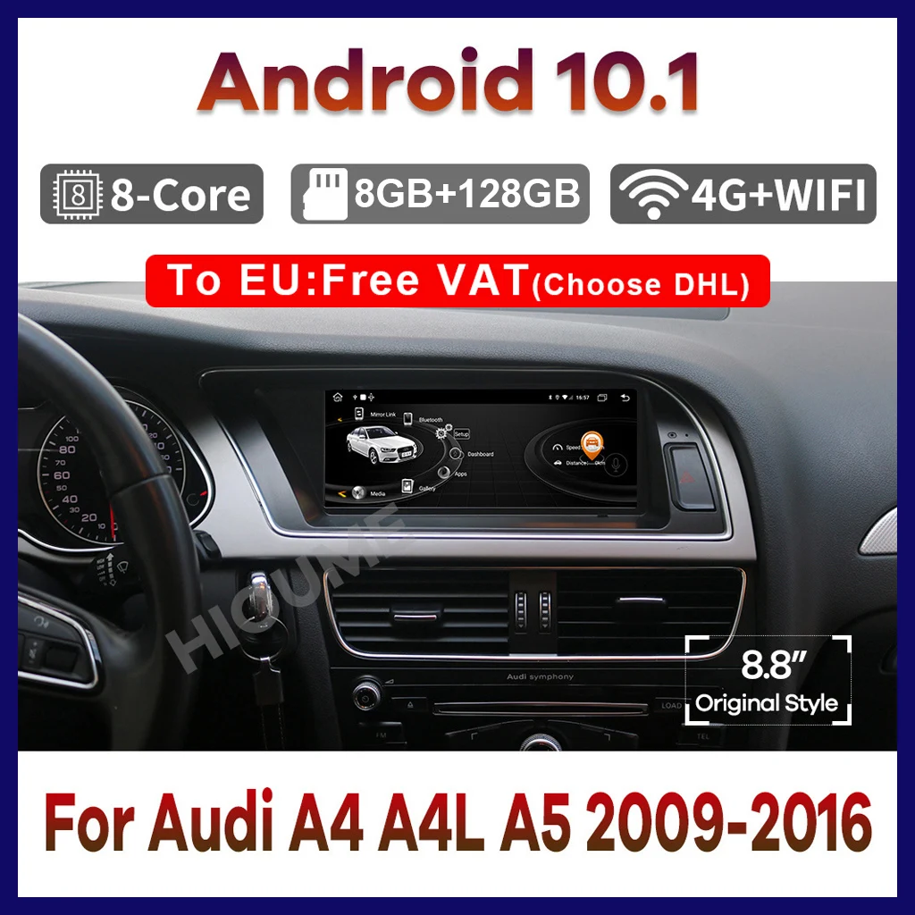 $342.55 Android 10.1 Car Multimedia Player GPS Navigation for Audi A4 A4L A5 2009-2016 Auto Stereo Radio Video CarPlay Mirror Screen