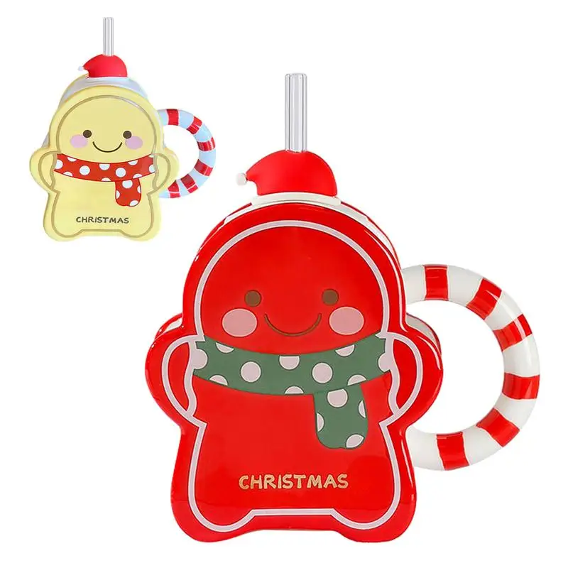 

Gingerbread Man Mug Ceramic Christmas Coffee Cups With Lid Straw Xmas Party Favor Decorative Coffee Mug For Hot Chocolate Milk