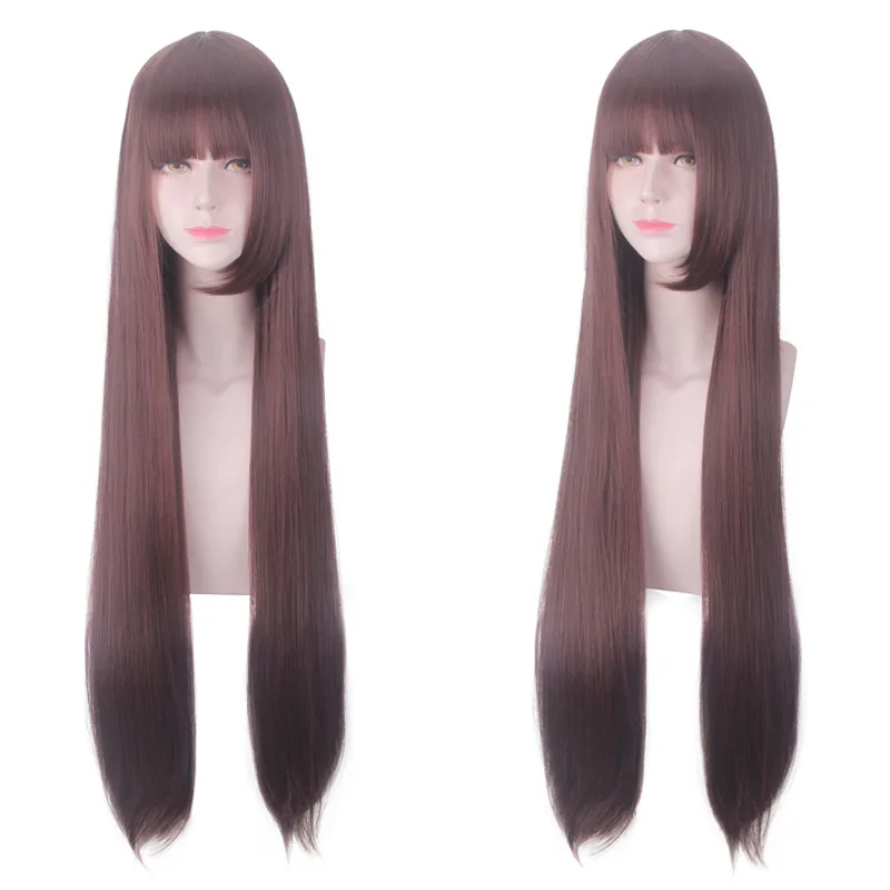 

Game Azur Lane Akagi cosplay Wig 100cm long straight Brown Red Fake Hair Heat Resistant Fiber Synthetic Wigs Women Costume
