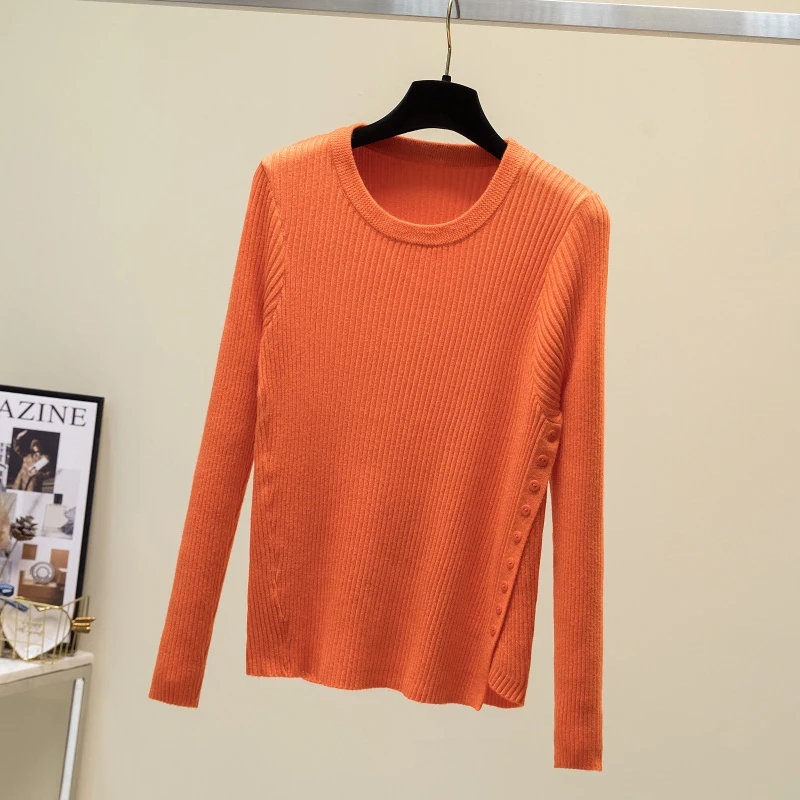 

Knitted Pullover Women Pull Femme 2022 Button Women's Sweater 2022 Autumn Winter Warm Casual O-Neck Sweaters Long Sleeve Tops