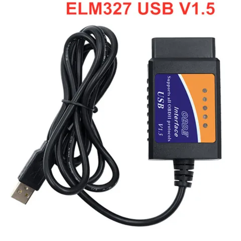 Инструмент сканирования кодов OBD2 USB ELM327 V1.5 Поддержка протоколов OBD2 ELM 327 USB V1.5 Автомобильный диагностический кабель для системы Windows 7 8 XP