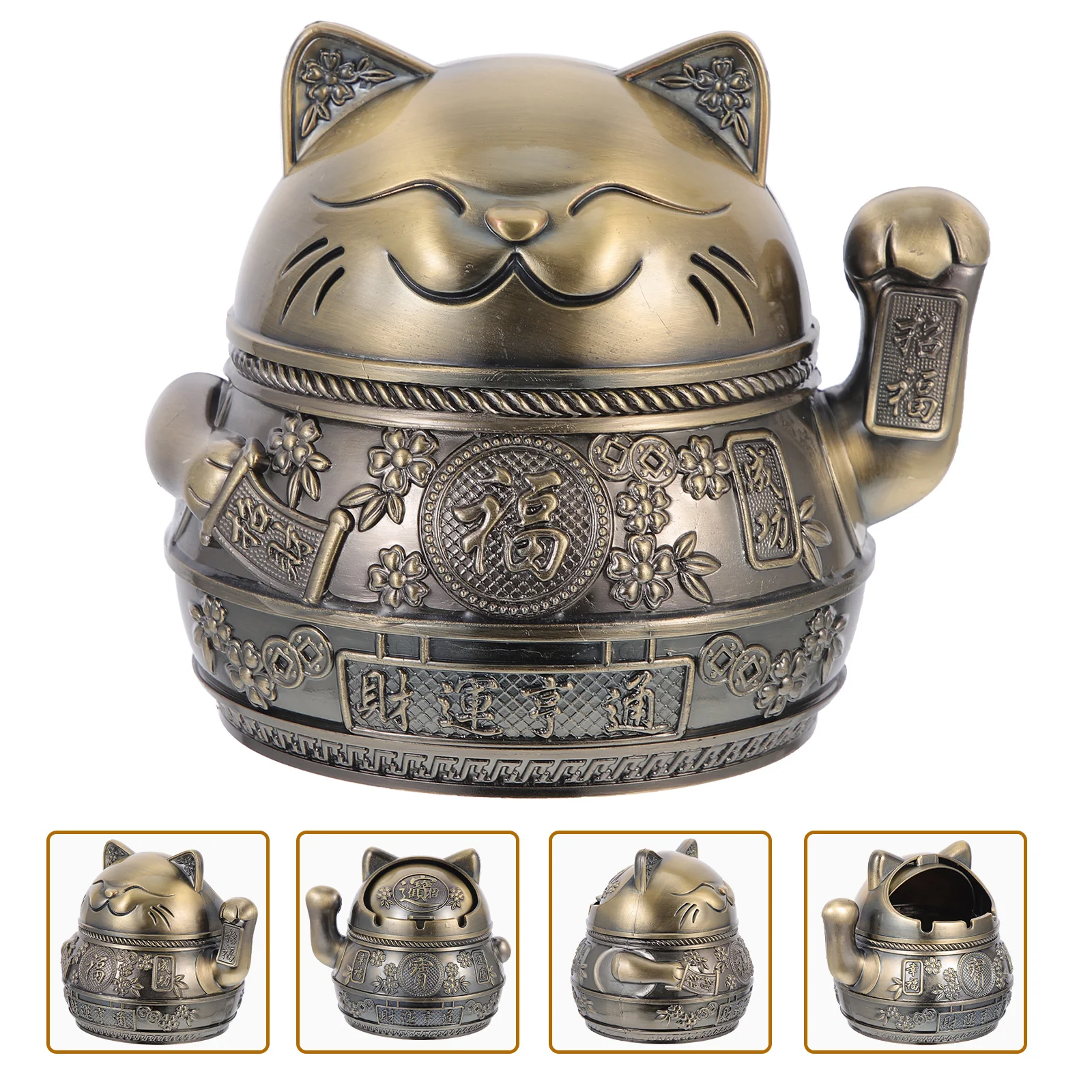 

Настольная декоративная винтажная металлическая пепельница «Кот удачи», подставка, домашняя пепельница, декоративные пепельницы для хран...