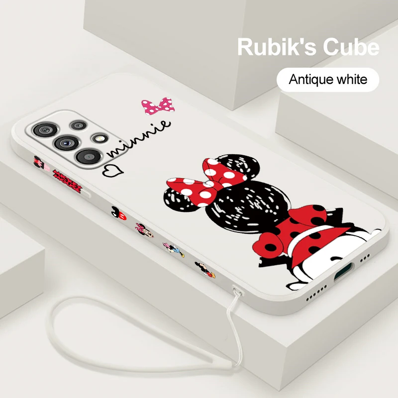 

Fashion Couple Mickey Minnie Phone Case For Samsung Note 20 10 Plus Ultra A22 A12 A71 A51 A31 A21S A50 A23 5G Liquid Left Rope