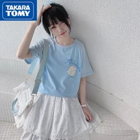 takara tomy summer cartoon hello kitty loose large size round neck short sleeve fresh and sweet student cotton t shirt5xl