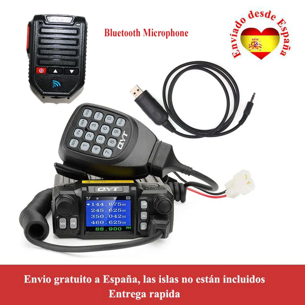QYT Mini Radio KT-7900D 25W Quad Band 136-174/220-260/350-390/400-480MHZ KT7900D Mobile Walkie Talkie + USB cable