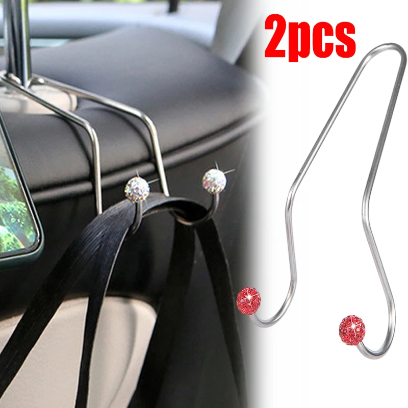 

A Pair Universal Car Seat Multifunctional Hooks Inlay Diamond Hooks Bag Clothes Headrest Finishing Tools Car Storage Accessories