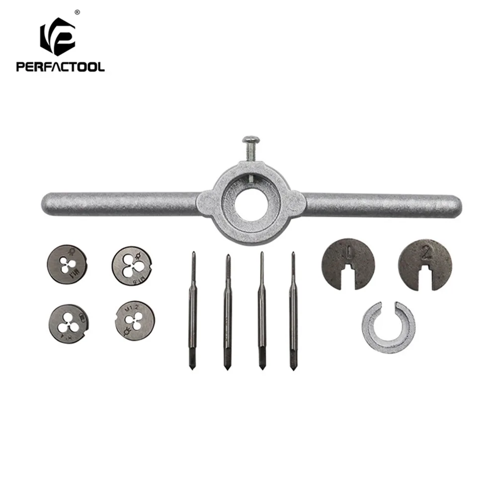 

PERFACTOOL Mini Tap Wrench Set M1-M1.6 Miniature Hand Tap Die Twister Combination 10-Piece Set of Metric