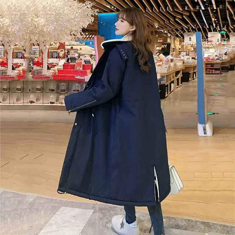 Lambs Wool Liner Winter Jacket Women 2022 Thick Warm Cotton Coats Fashion Long Parkas Oversize Black Famale Clothing Snow Wear