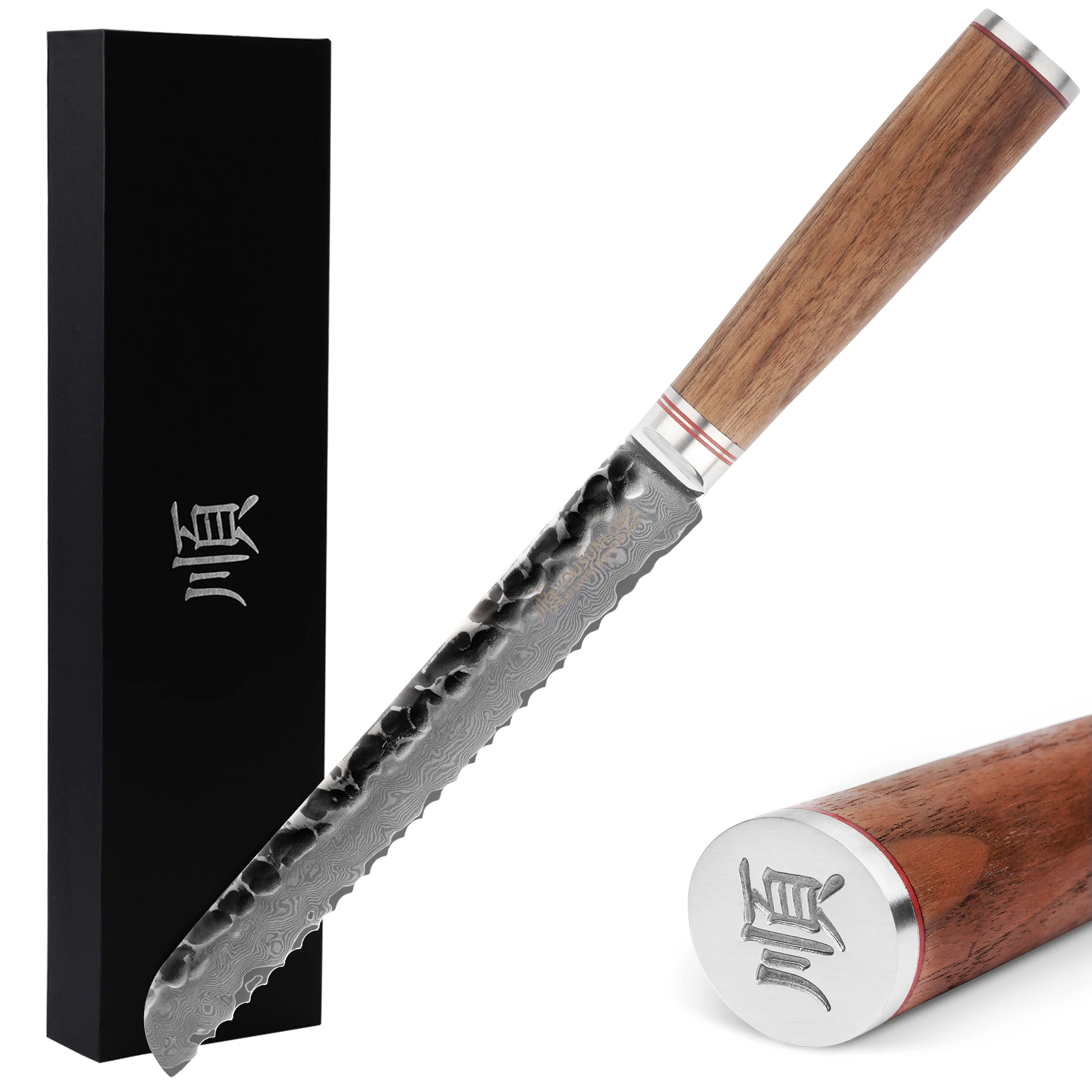 

YOUSUNLONG ножи для хлеба, 8-дюймовый зубчатый нож для хлеба, японский дамасский стальной рукоятка