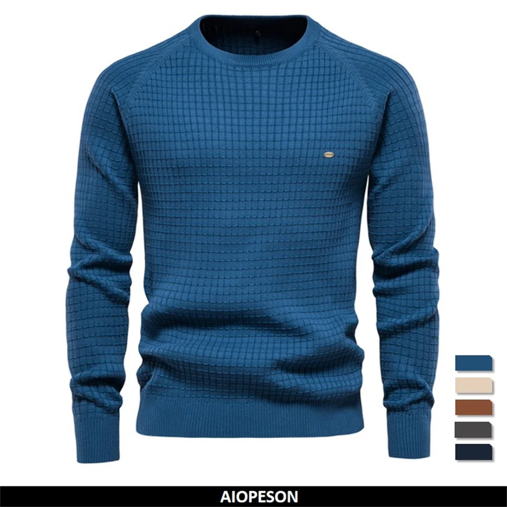 

BabYoung 100% Cotton Men Sweaters Soild Color O-neck High Quality Mesh Pullovers Male New Winter Autumn Basic Sweaters for Men