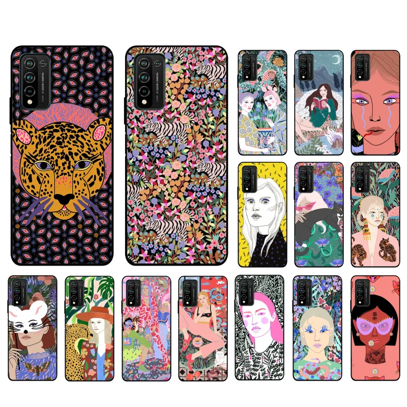 

Jaguar Flower Women Phone Case For Huawei Honor 9X 9A 8X 8S 7A 7C 20 10i 10Xlite Y6 Y5 P40 P30 lite P20Pro Mate20Pro Mate20lite