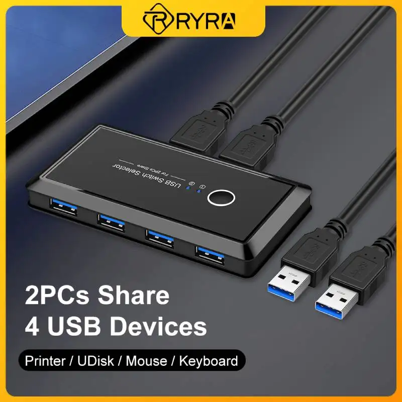 

Квм-переключатель RYRA, коммутатор с подключением по USB, 4/2 шт., совместное использование 1 устройства, 4/2 порта, квм-переключатель для монитора ...