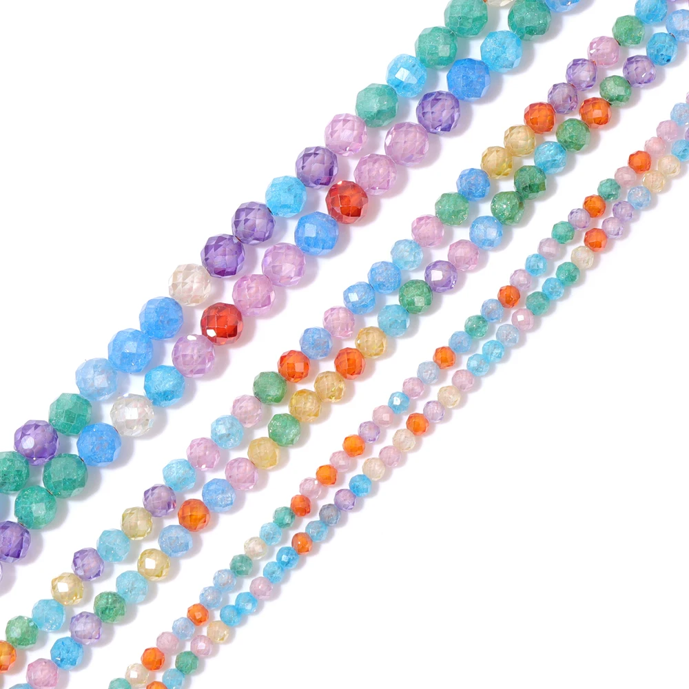 Фото New 2 3 4 MM Faceted Colorful Natural Gem Stone Zircon Beads Loose Small Seed Crustal Quartz Stone Spacer Beads Jewelry Making №2