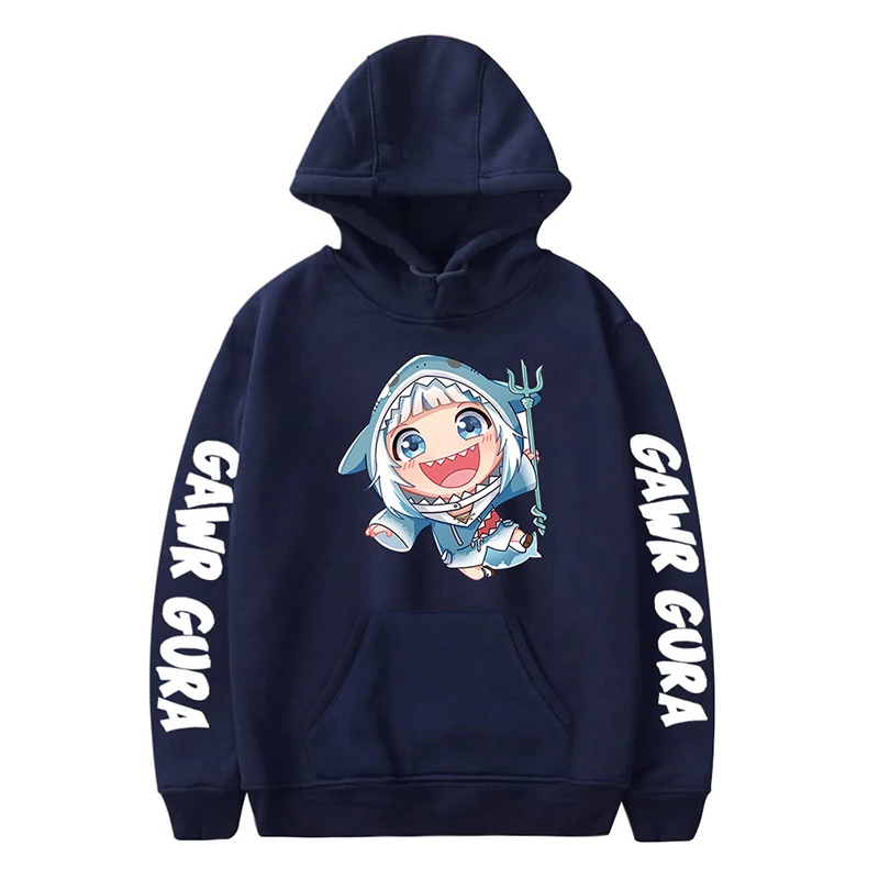 

Fashion New Anime Shark Girlish Kawaii Cartoon Men Women Long Sleeve Harajuku Hoodies Sweatshirts Pullover White Black Tops