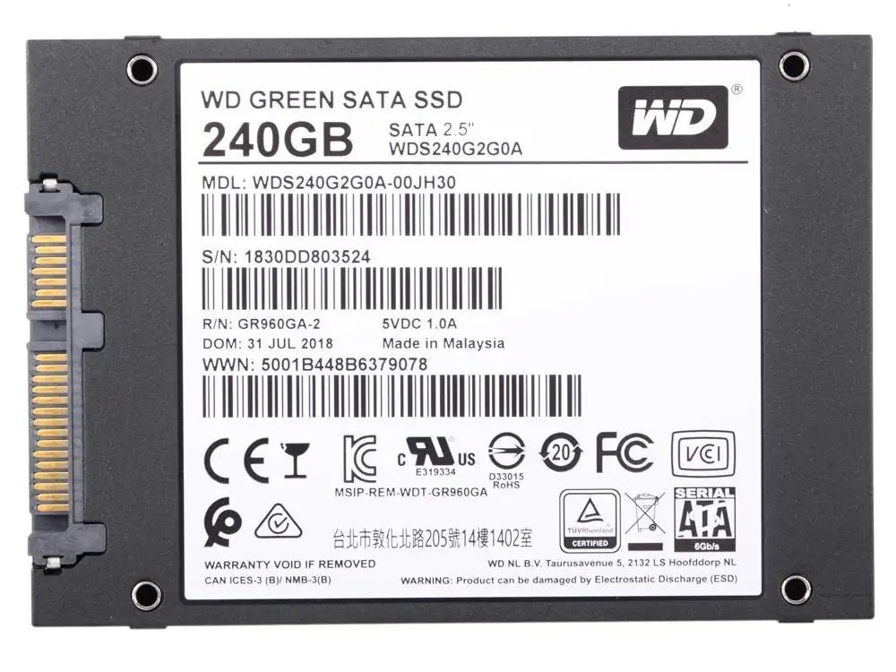Твердотельный накопитель SSD 2.5" 240Gb Western Digital WD Green PC WDS240G2G0A (SATA 6Gb/s 2.5") |