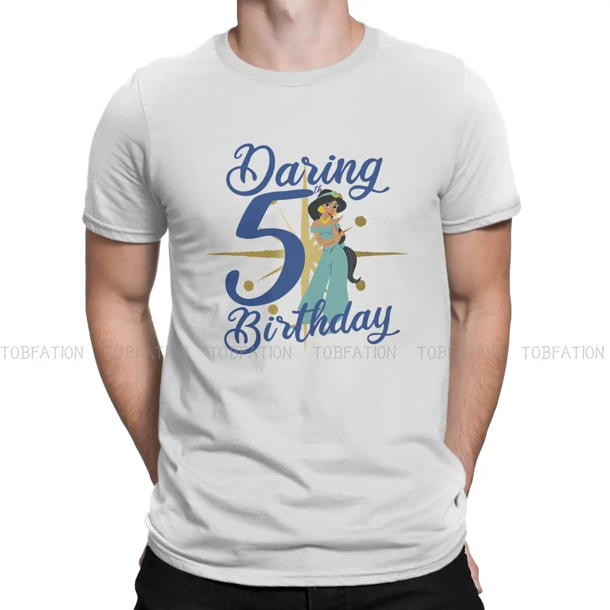 Daring Fifth Birthday Classic TShirt For Men Disney Aladdin Movie Camisetas Style T Shirt Homme Printed Loose