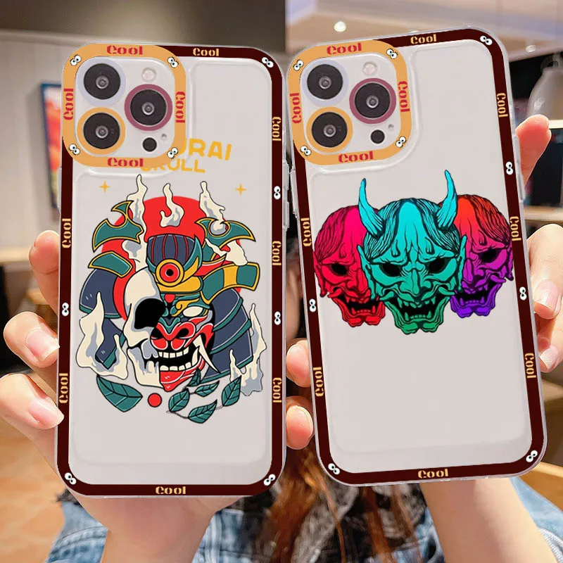 

Samurai Oni Mask Phone Case for iPhone 11 12 13 Mini Pro Max 14 Pro Max Case shell