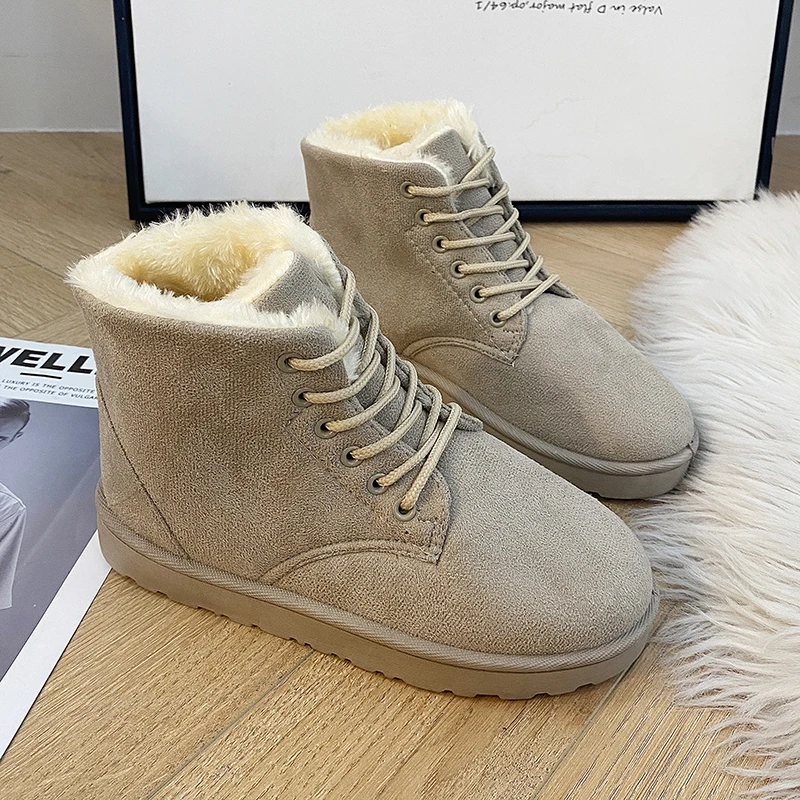 Женские ботильоны на платформе коричневые водонепроницаемые ботинки плоской