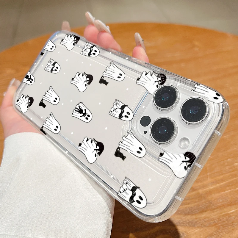 Фото Прозрачный чехол с принтом Western Halloween Cowboy Ghost & Flowers для iPhone 17 16 15 Pro Max XS XR X 12 11 13 14 7 8 Plus 16E 17 Cover №5