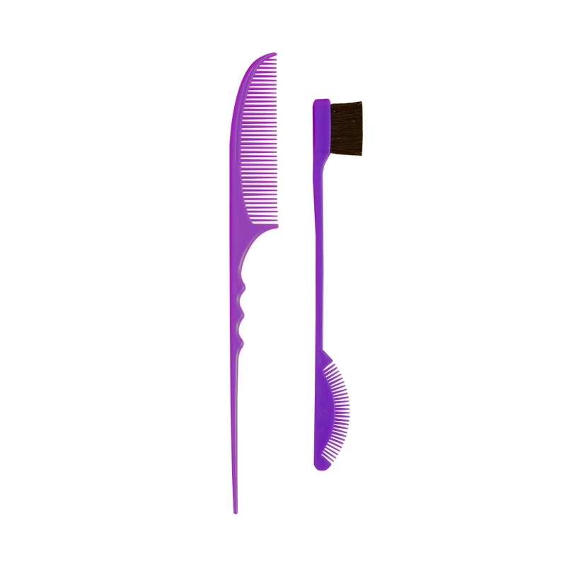

2pcs Rat Tail Combs Pintail Hair Edge Brush Hair Combs Eyebrow Brushes Smooth