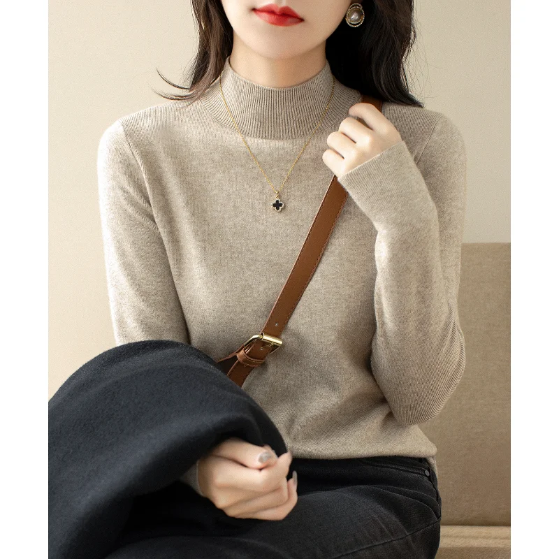 

Winter Turtleneck Sweaters Vintage Autumn Slim Pullover Women Basic Tops Soft Warm Jumper Bottomed Sweaters Wool Sweater 23857