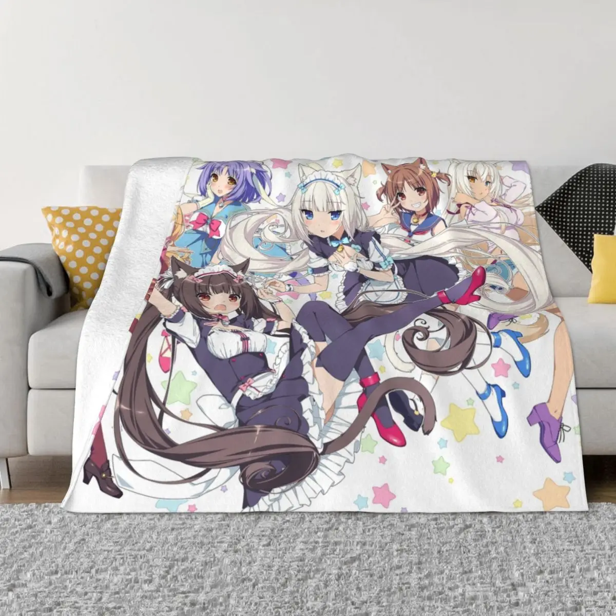 

Nekopara Cartoon Game Blanket Flannel Spring Autumn Anime Breathable Super Soft Throw Blankets for Bedding Office Bedspreads