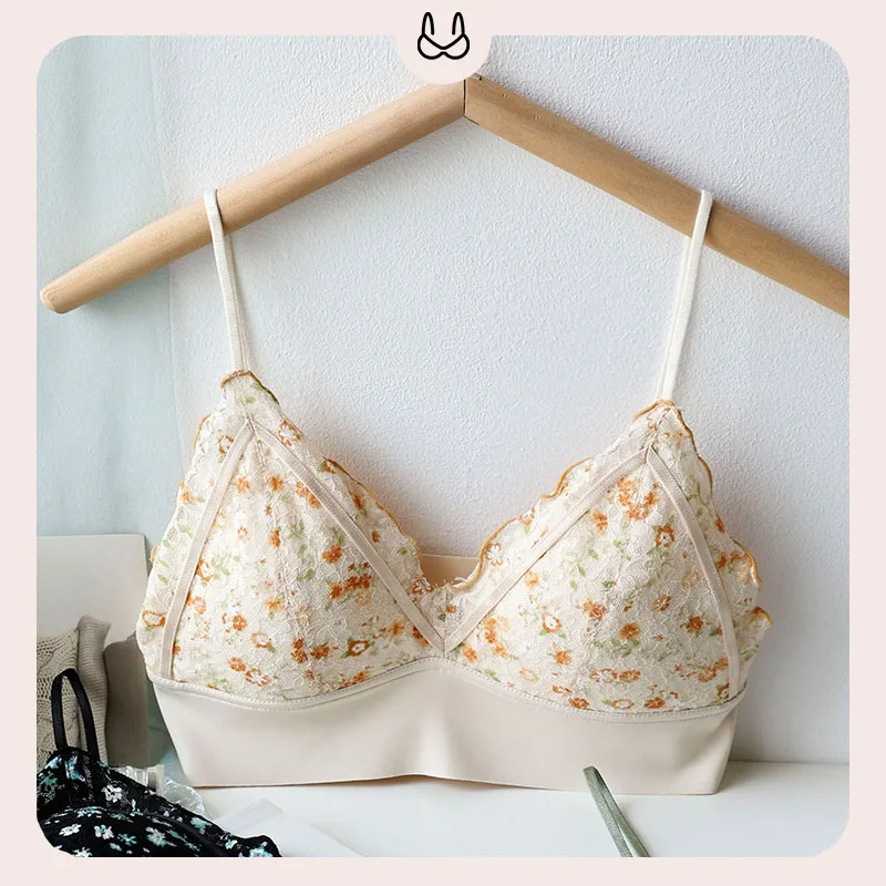 

Women Flower Print Seamless Bra Floral Push Up Bras Professional Design Sexy Lace Lingerie Breathable Lingerie Female Underwear