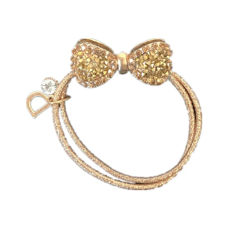 

Rhinestone Bow Hair Rope Fashionable Temperament Alloy Headdress Ponytail Hair Tie Headband Shiny Crystal Hair Rope