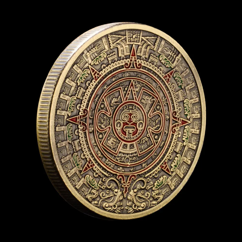 Мексиканские памятные монеты Mayan с бронзовым покрытием красочная печатная