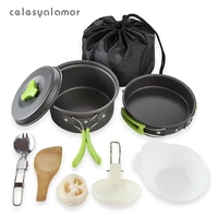 camping cookware kit cooking set ultralight outdoor tableware set pan pot bowl spoon fork portable camping equipment %d0%ba%d0%b5%d0%bc%d0%bf%d0%b8%d0%bd%d0%b3