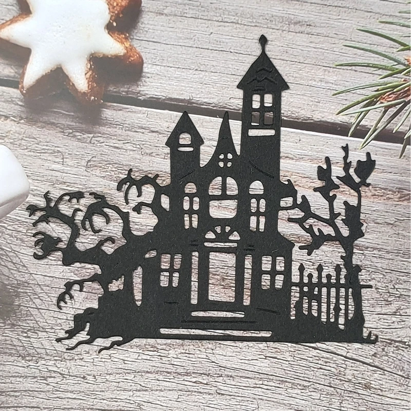 

Halloween Castle Haunted House with Tree Metal Cutting Dies Stencil DIY Scrapbooking Embossing Tool Die Cuts Paper Card E7CB